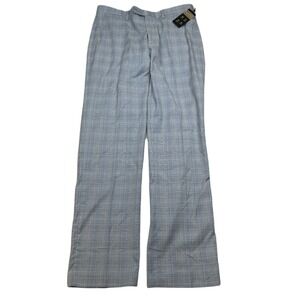 Alfani Slim Fit Dress Pants Mens 33x32 Light Blue‎ Plaid Stretch NEW
